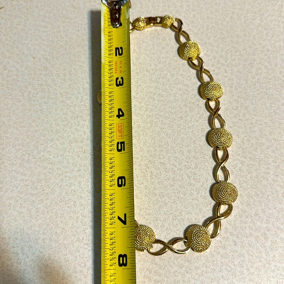 Vintage gold tone chain and bead metal necklace and bracelet (543) - Picture 7 of 7